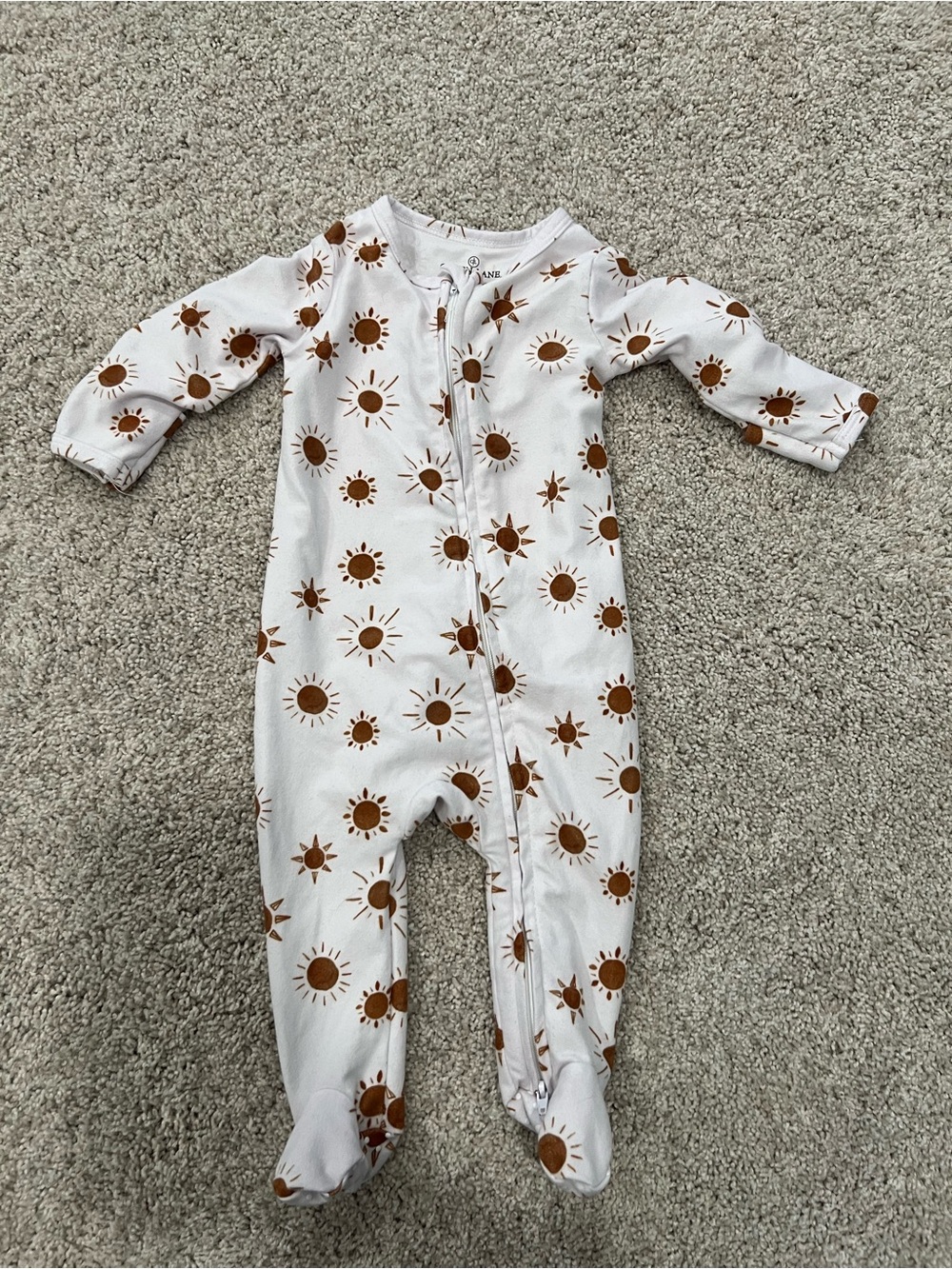 Caden Lane White Footed One-Piece with Brown Sun Print